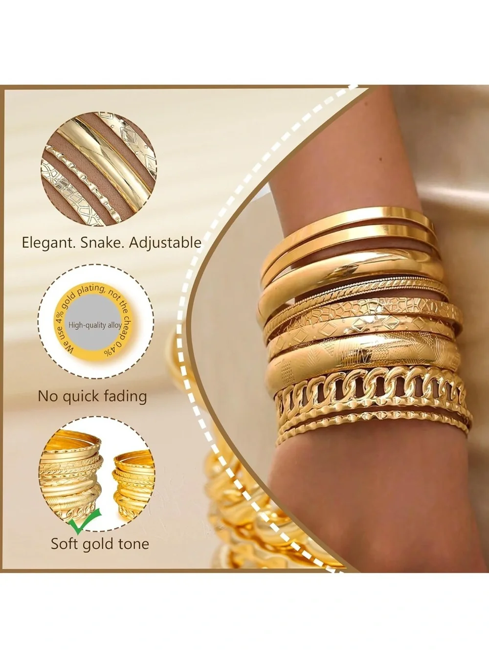 Anthropologie Gold-Tone Layered Bangle Bracelet Set